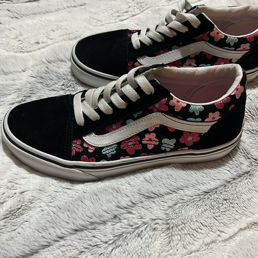 Vans Old Skool Glitter Flower Power Sneakers Size 2